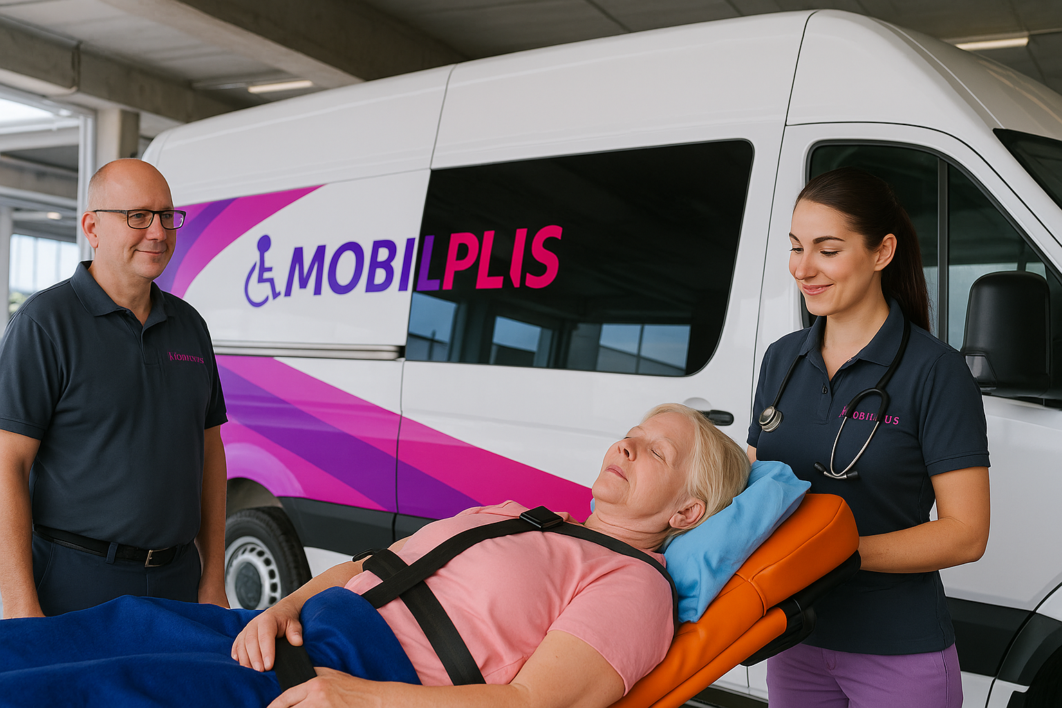Liegendtransport mit medizinischer Betreuung in Bern – schonender Patiententransport mit professionellem Fachpersonal im Spezialfahrzeug.